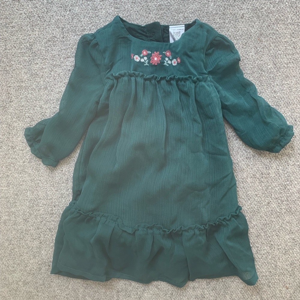 Carter's Just One You Baby Girls' Floral Chiffon Dress - Green (9M)
